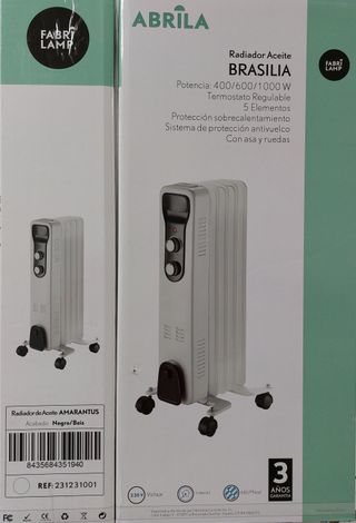 Radiador aceite 1000W 5 elementos – Blanco/Negro