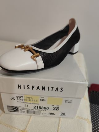Zapatos Hispanitas Talla 38 Blanco/Negro
