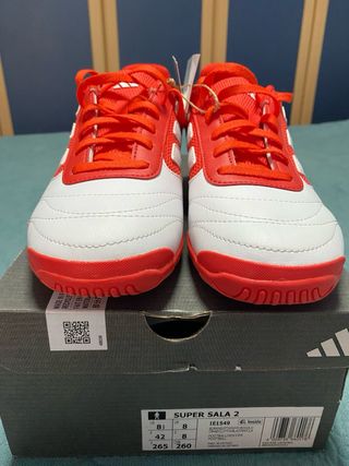 Zapatillas Adidas Fútbol Sala Rojas y Blancas 42