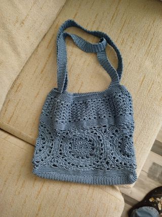 Bolso de crochet azul