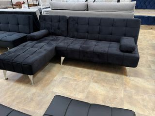 Sofá Cama Negro Terciopelo + Patas cromadas!!