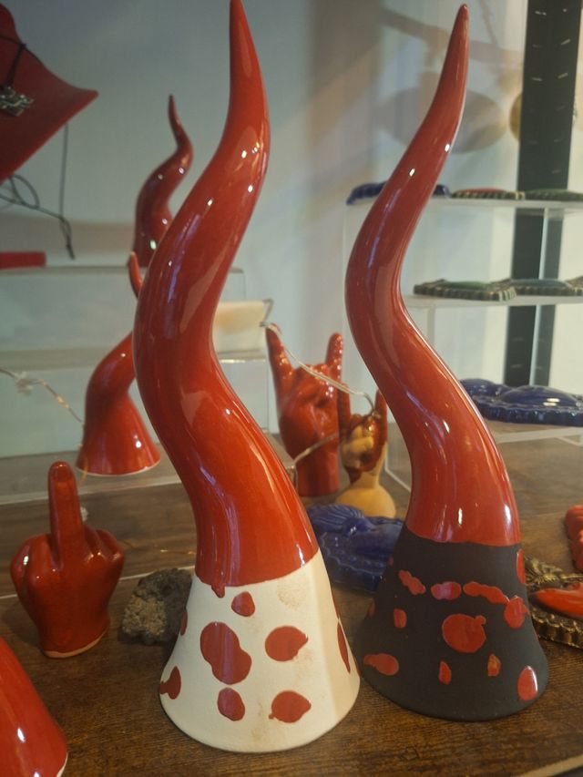 Corno portafortuna rosso ceramica