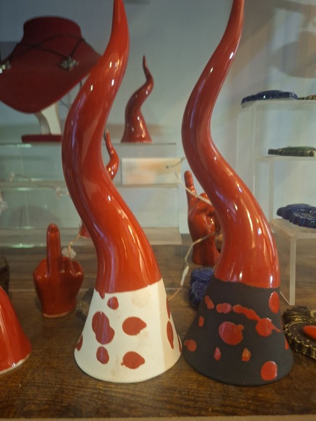 Corno portafortuna rosso ceramica