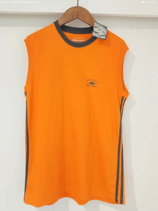 Camiseta sin mangas Champion naranja Talla L retro