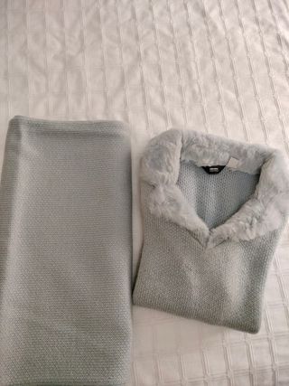 Conjunto Jersey y Echarpe Simorra celeste