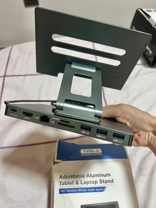 Base ajustable aluminio para tablet/laptop