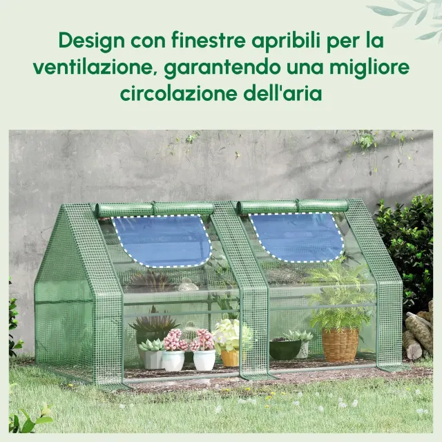 Serra per Piante Orto con 2 Coperture in PE e PVC,