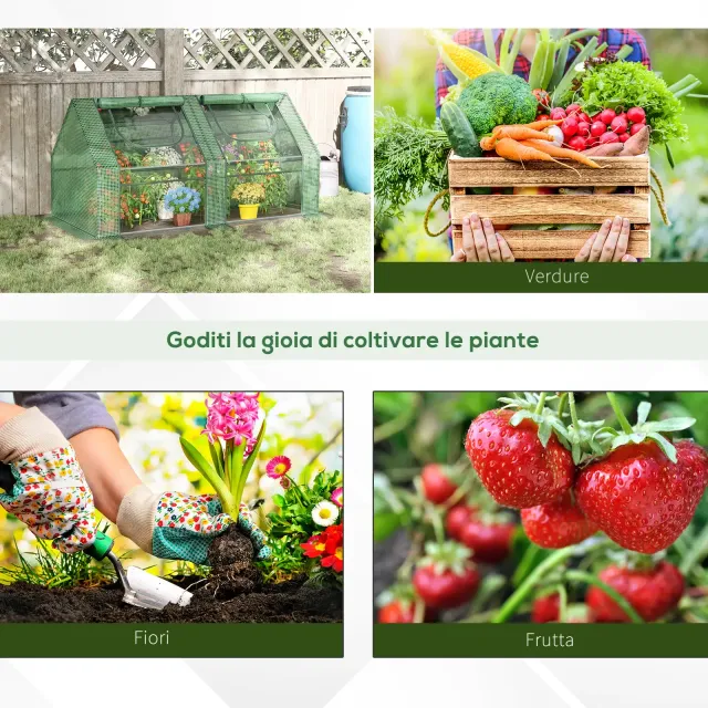 Serra per Piante Orto con 2 Coperture in PE e PVC,