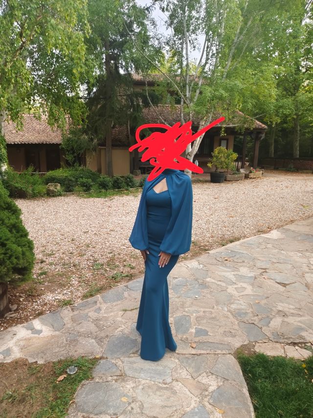 Vestido ceremonia tirantes mangas gasa