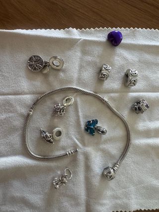 Pandora Pulsera y Charms Plata Corazón Morado