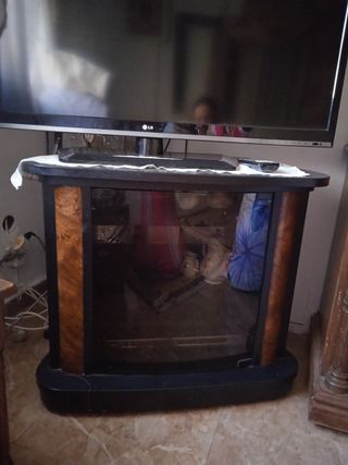 Mesa de TV con cristal y madera