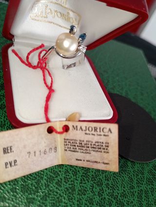 Anillo Majorica Plata Ley Perla y Piedras