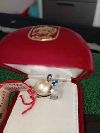Anillo Majorica Plata Ley Perla y Piedras