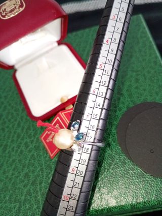 Anillo Majorica Plata Ley Perla y Piedras