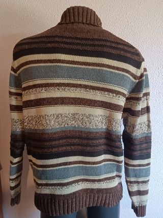 Jersey cuello alto hombre rayas marrón XL