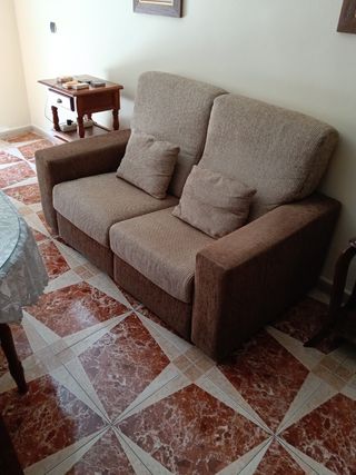 Sofá Cama 2 Plazas Beige y Marrón