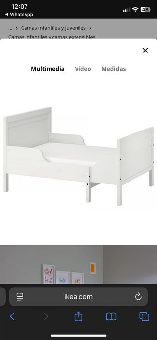 Cama infantil extensible blanca “Sundvik”