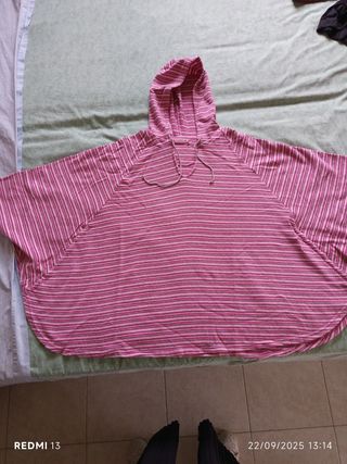 Poncho donna felpa a righe