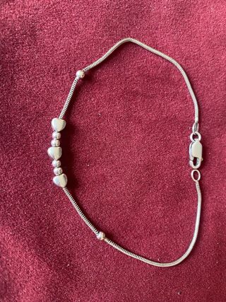 Pulsera Plata 925 Cadena Serpiente Corazones