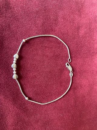 Pulsera Plata 925 Cadena Serpiente Corazones