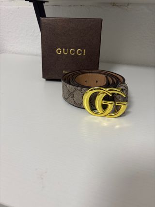 Cinturón Gucci GG Dorado Marrón