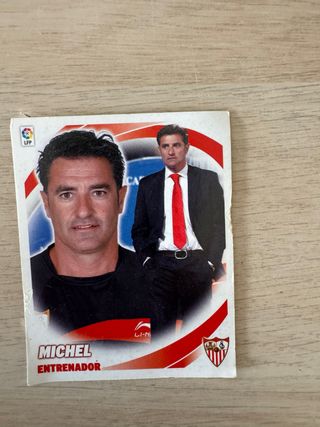 Cromo Michel Entrenador + Chapa Negredo
