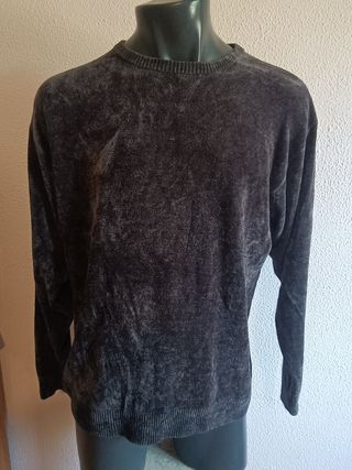 Jersey cuello redondo viscosa gris XL