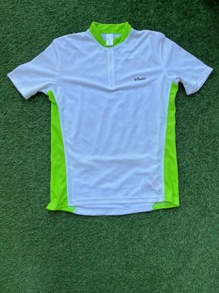 Maillot Ciclismo Btwin Blanco y Verde