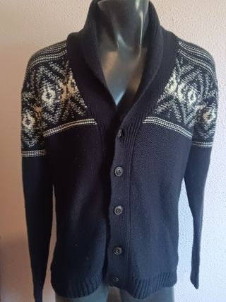 Cárdigan azul con estampado geométrico Talla XL