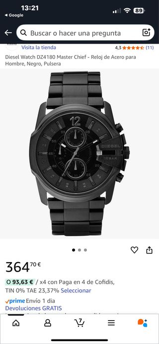OFERTON !! Reloj Diesel Negro