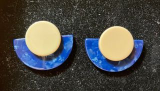 Pendientes abanico azul y beige
