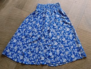 Falda larga Zara azul con abertura