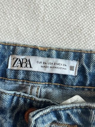 Pantalones Mom Fit Zara Azules