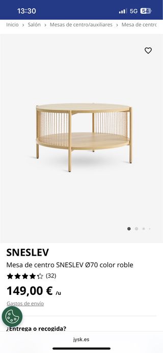 Mesa de centro SNESLEV Ø70 roble
