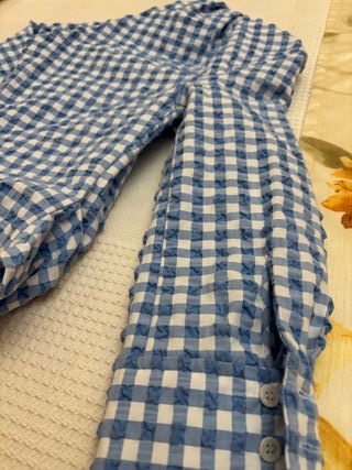 Top Zara Cuadros Azul Talla S