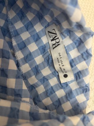 Top Zara Cuadros Azul Talla S