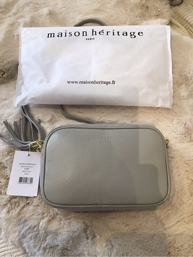 Bolso Piel Gris Claro Maison Héritage