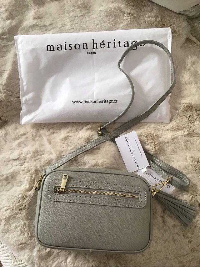 Bolso Piel Gris Claro Maison Héritage