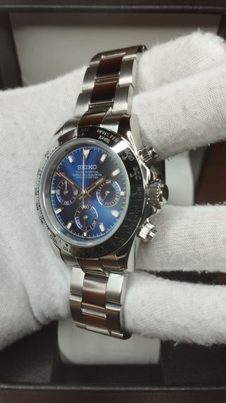 Reloj Seiko Mod Daytona Azul Marino Gris Plateado