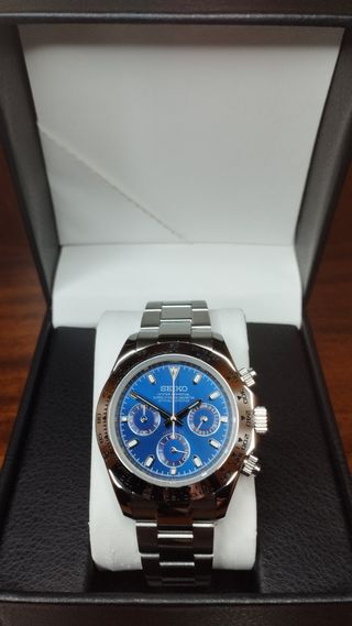 Reloj Seiko Mod Daytona Azul Marino Gris Plateado