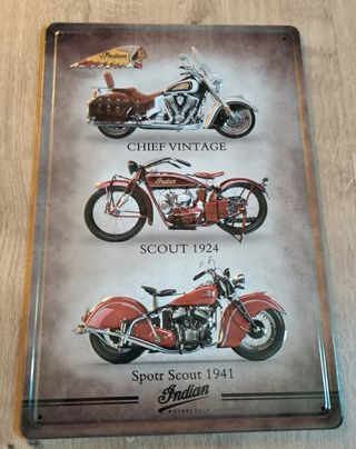 Motos Indian. Cartel decoración de metal