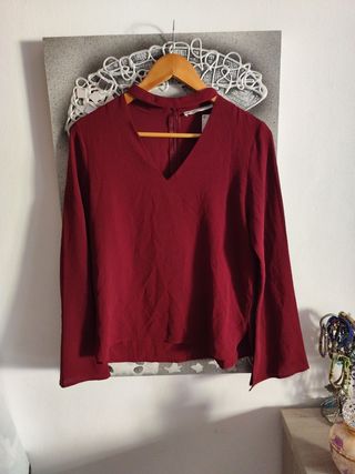 Blusa color burdeos manga pirata