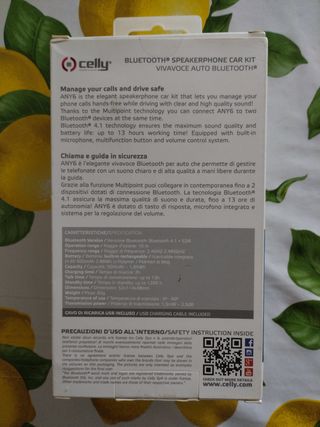 Celly Any 6 Vivavoce Auto Bluetooth Nuovo