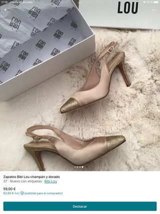 Zapatos Bibi Lou champán y dorado T37