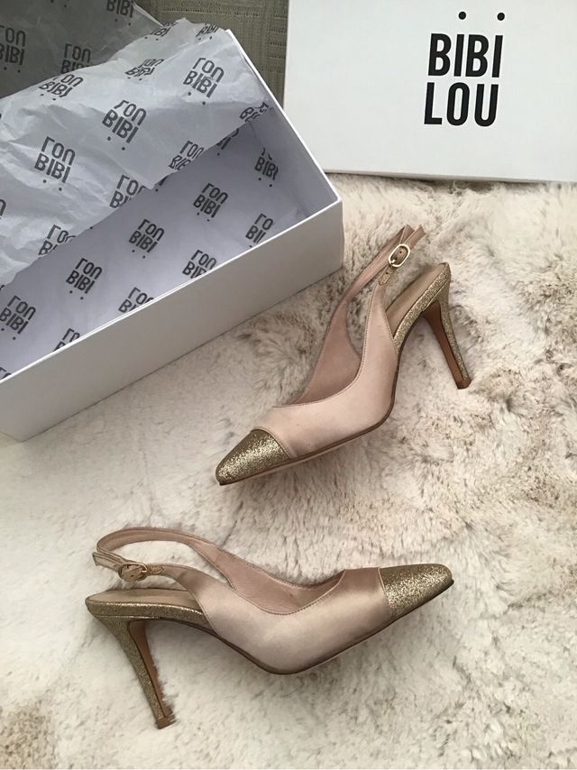 Zapatos Bibi Lou champán y dorado T37