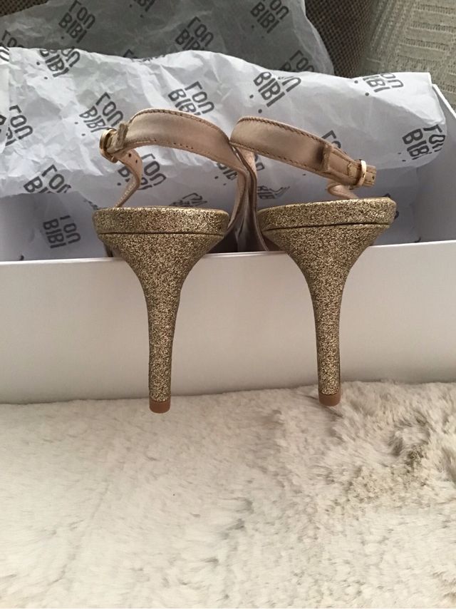 Zapatos Bibi Lou champán y dorado T37