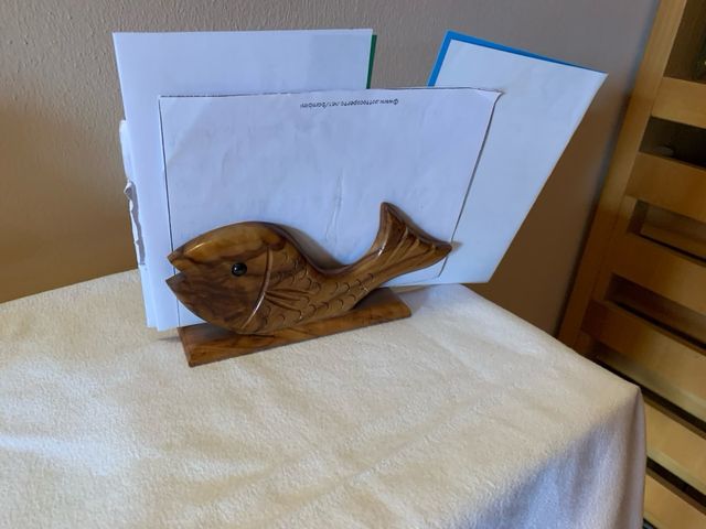 Portatovaglioli / portalettere legno ulivo