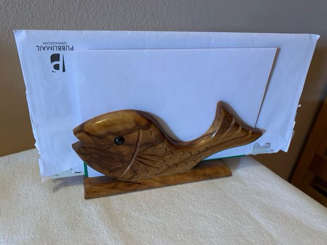 Portatovaglioli / portalettere legno ulivo