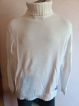 Jersey cuello alto blanco hombre XL