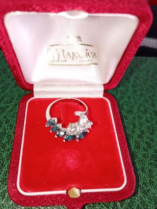 Anillo Plata de Ley con Zafiros Azules